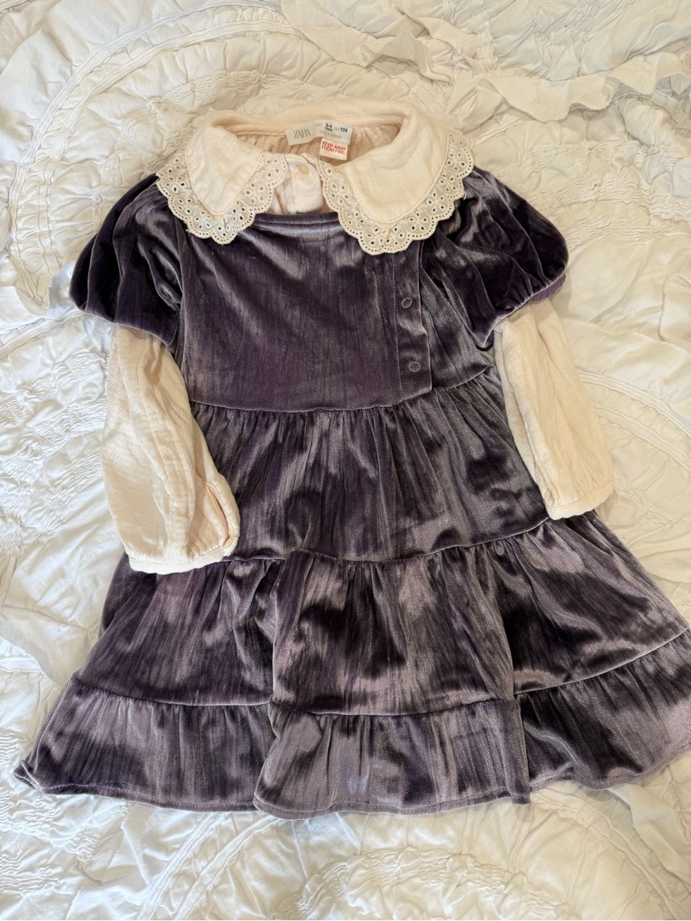 Zara Velvet Tiered Dress with blouse bundle